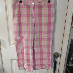 Lilly Pulitzer Vibrant Pink and Green Plaid Pants